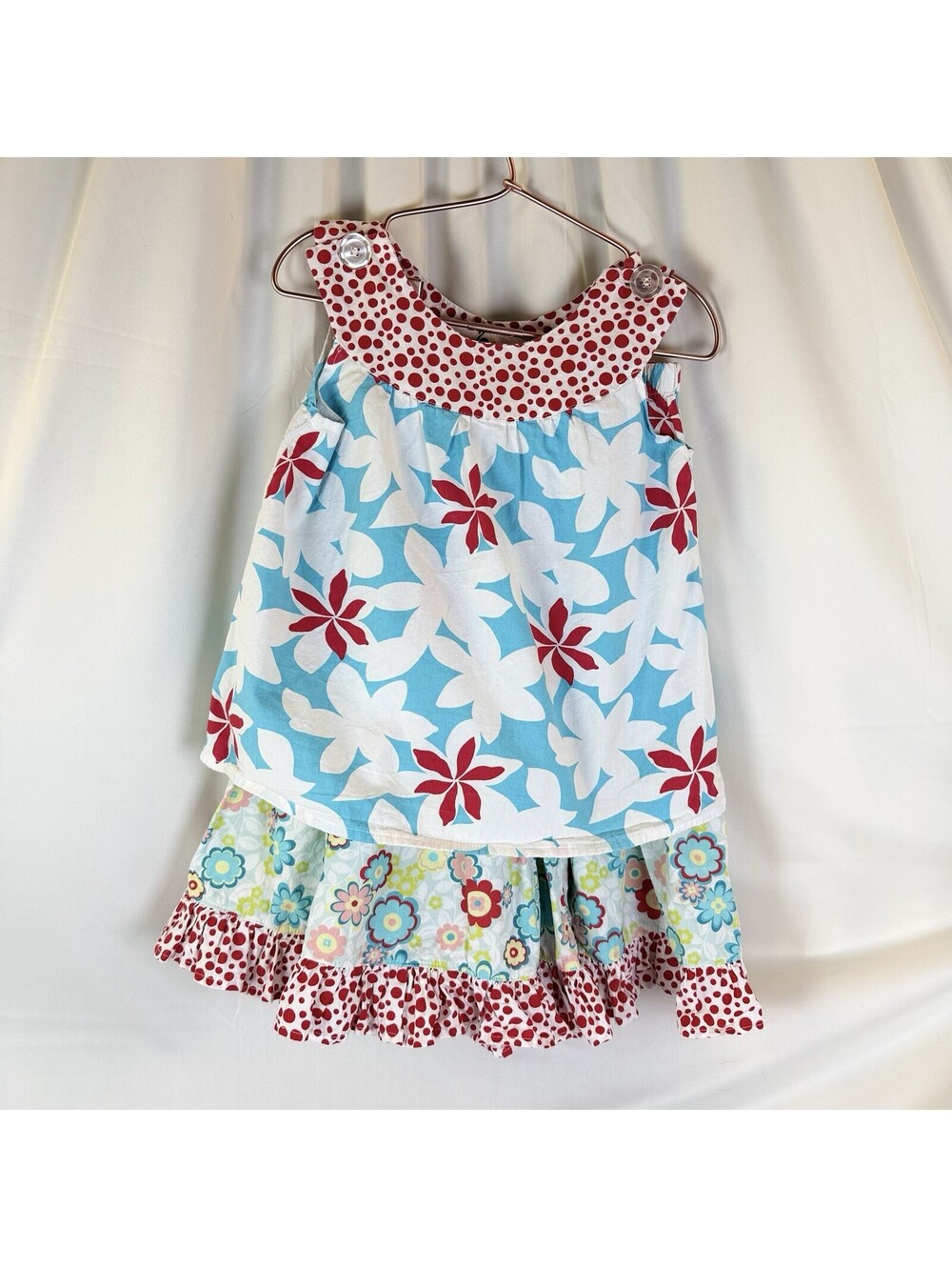 Lollipop Monkey boutique Sz 4 Floral Pants set Gaucho Ruffles Wide Leg Sz 4T